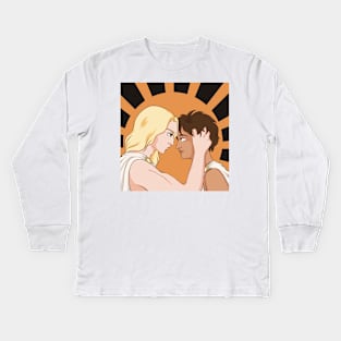 Achilles and patroclus fan art drawing Kids Long Sleeve T-Shirt